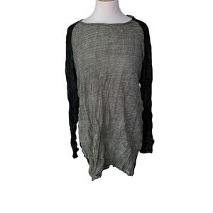 ALEMBIKA Crinkle Sheer Metallic Boatneck Tunic Black Gold Silver Size SMALL